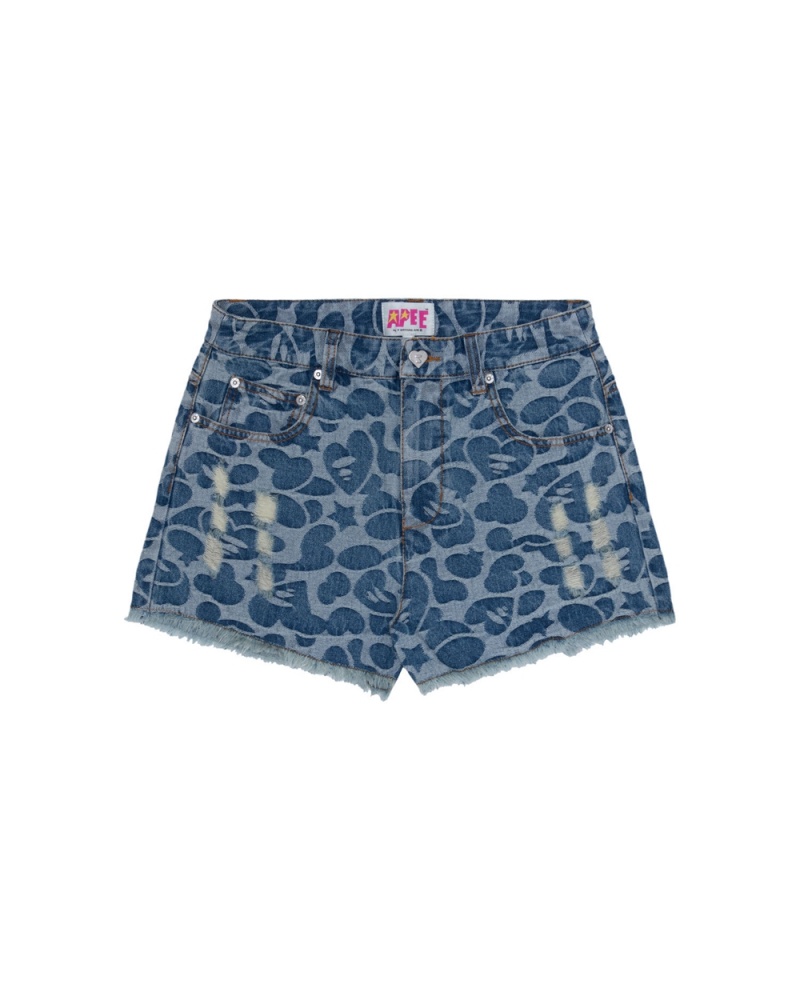 Short Bape Graphique denim Bleu Femme | KZK-58522155